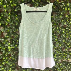 Old Navy Green and White Tank Top Scoop Neck Casual